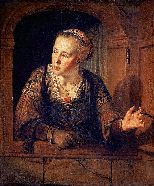 Jan victors Young woman at a window Norge oil painting art